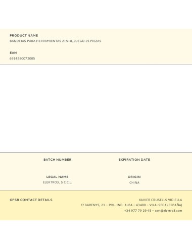 Bandejas para herramientas 2+5+8, juego 15 piezas