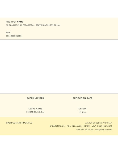 Broca hss4341 para metal, rectificada, ø11,00 x 142,00 mm