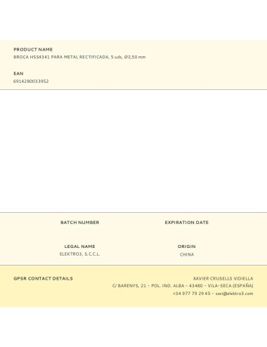 Broca hss4341 para metal rectificada, ø2,50 x 57,00 mm, 5 uds