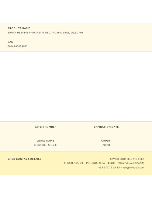 Broca hss4341 para metal rectificada, ø2,50 x 57,00 mm, 5 uds