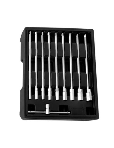 Llave t con vasos intercambiables, 8-19 mm, juego 10 piezas
