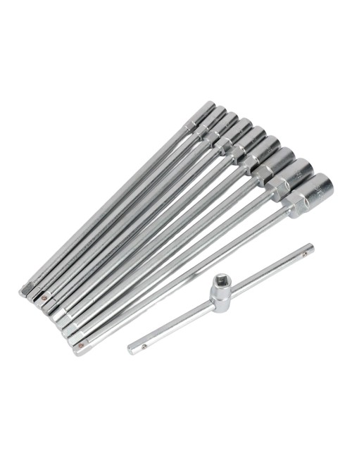 Llave t con vasos intercambiables, 8-19 mm, juego 10 piezas