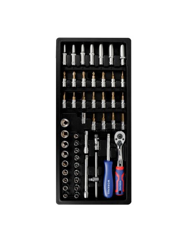 Carraca ¼ pulg, vasos y puntas, juego 50 piezas