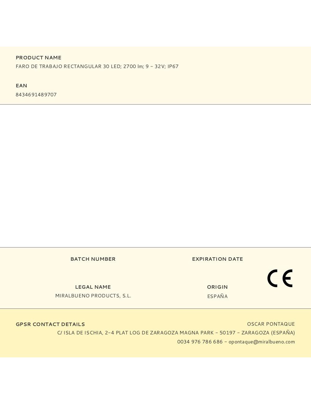 Faro de trabajo cuadrado 30 leds 2700 lm 9 - 32 v ip67