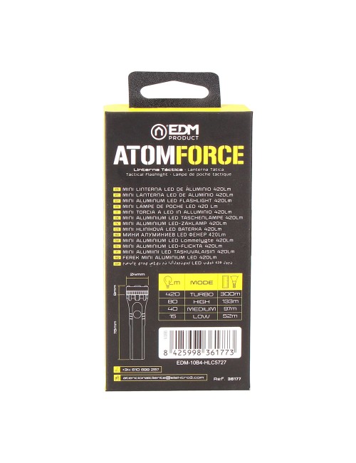 Mini linterna led atom force, alumino, recargable, 10 w 420 lm