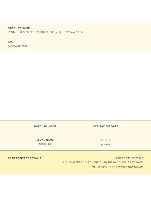 Latiguillo flexible inoxidable h ½ pulg-h 3/8 pulg, 50 cm