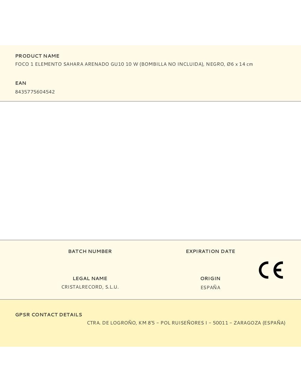 Foco 1 elemento sahara arenado, gu10, 10w (bombilla no incluida), negro, ø6 x 14 cm