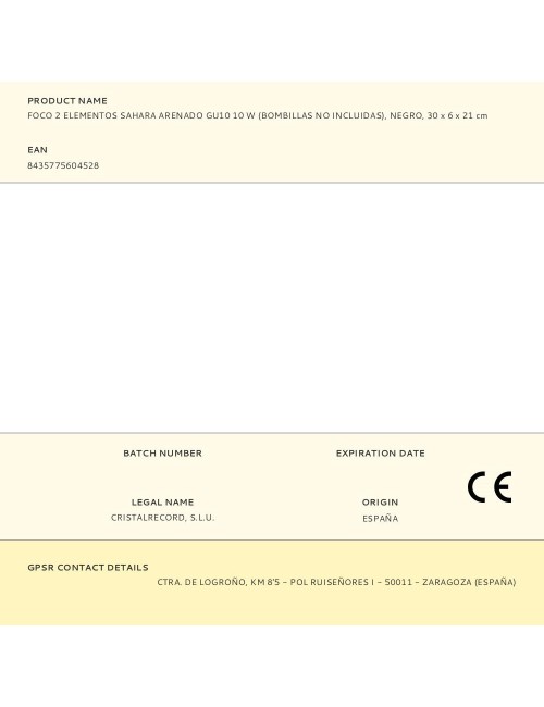 Foco 2 elementos sahara arenado, gu10, 10w (bombillas no incluidas), negro, 30 x 6 x 21 cm
