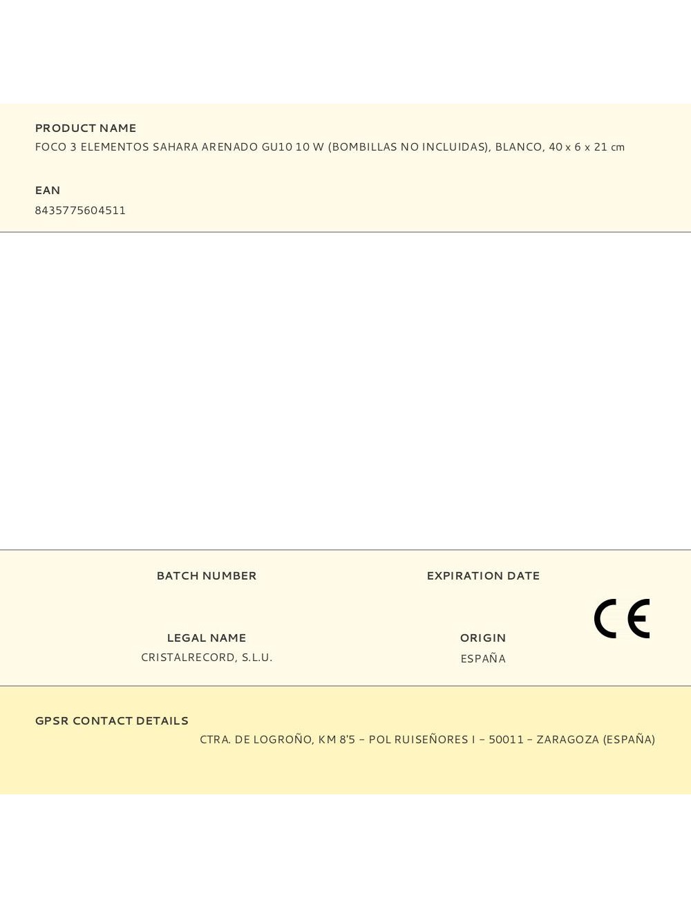 Foco 3 elementos, sahara arenado, gu10, 10w, (bombillas no incluidas), blanco, 40 x 6 x 21 cm