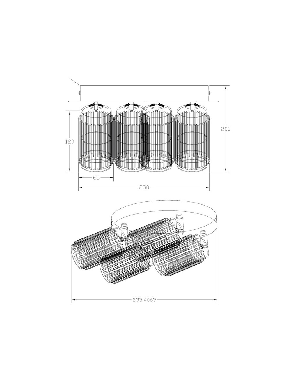 Foco 4 elementos, sahara arenado, gu10, 10w, (bombillas no incluidas), blanco, 23 x 6 x 20 cm