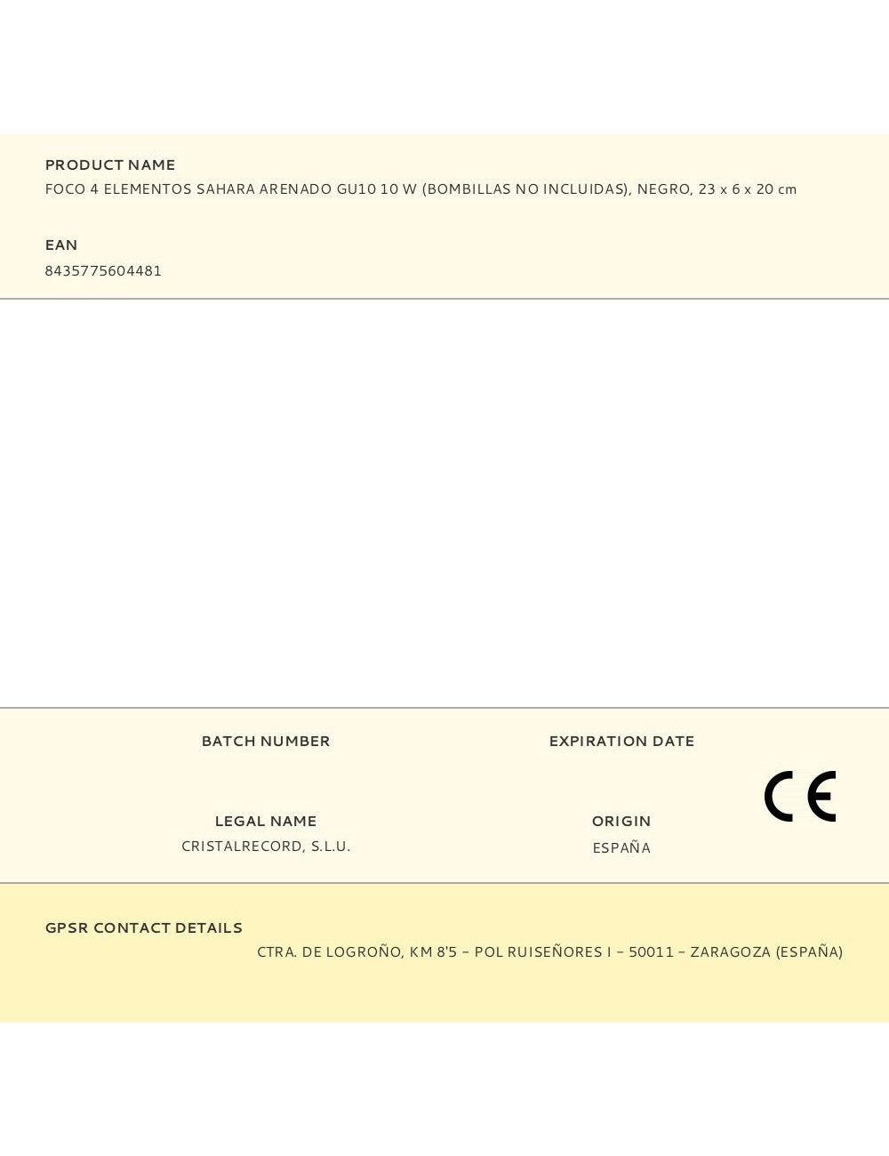 Foco 4 elementos, sahara arenado, gu10, 10w, (bombillas no incluidas), negro, 23 x 6 x 20 cm