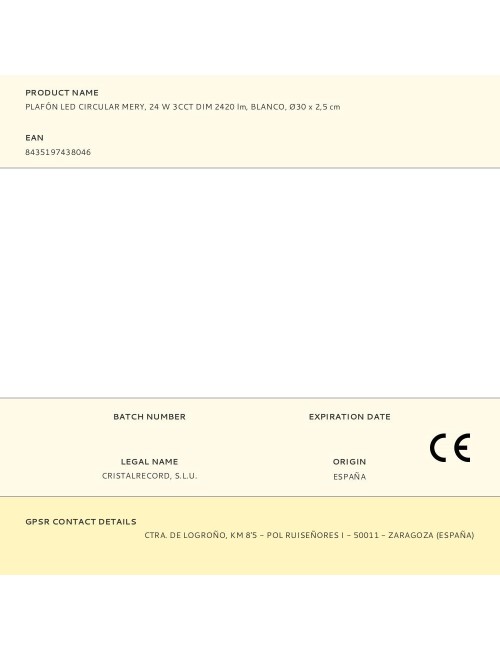 Plafón led circular, mery, 24 w, 3cct, 2420 lm, blanco, ø30 x 2,5 cm