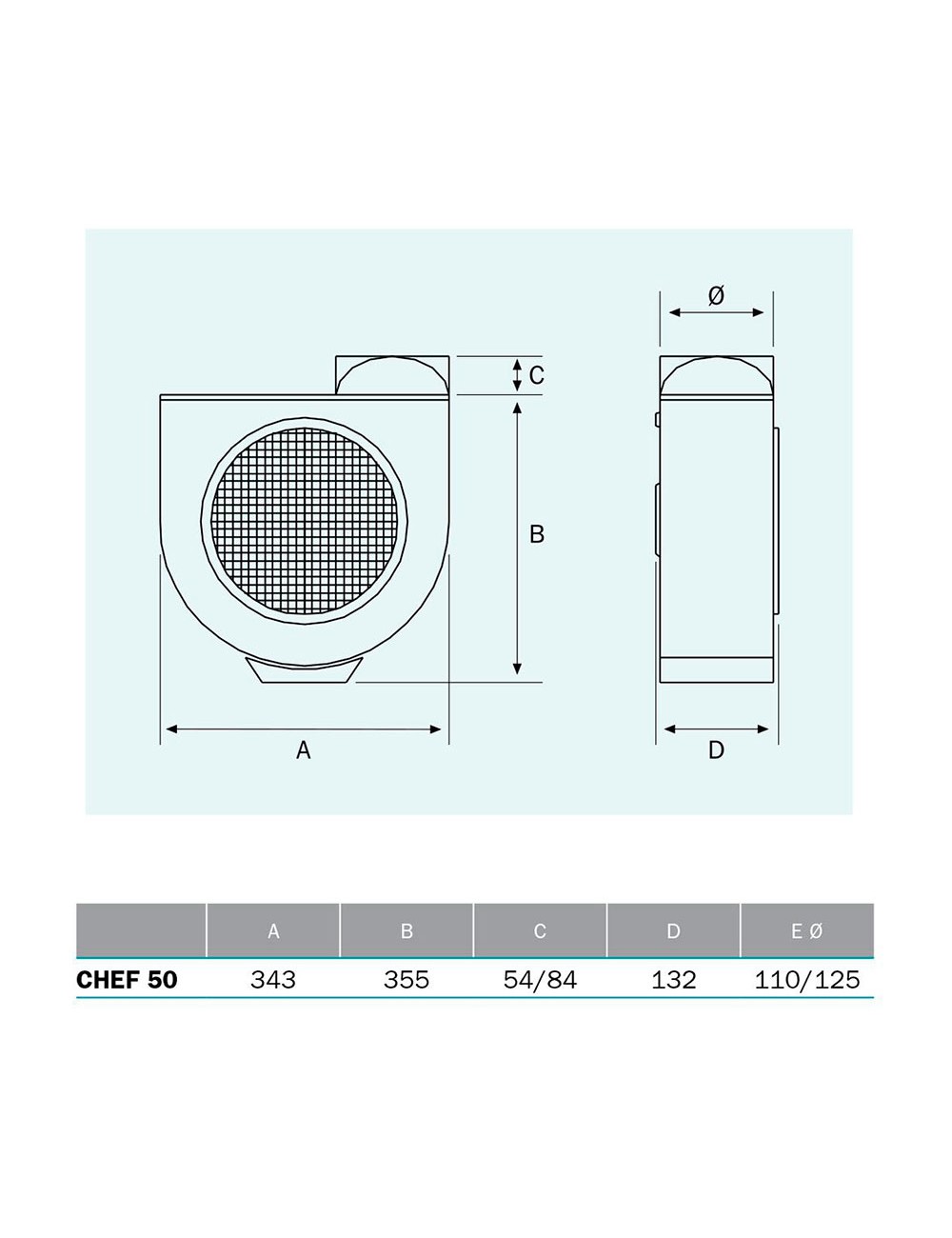 Extractor centrífugo de cocina, chef 60, 136 w