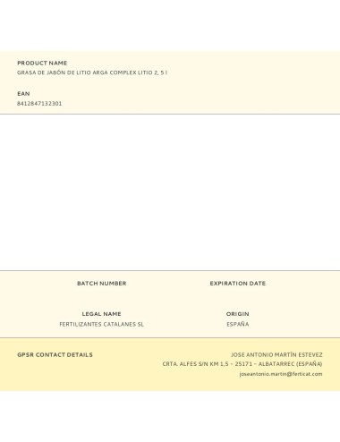 Grasa de jabón de litio, arga complex litio 2, 400 g