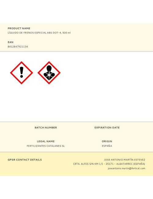 Líquido de frenos especial abs, dot-4, 500 ml