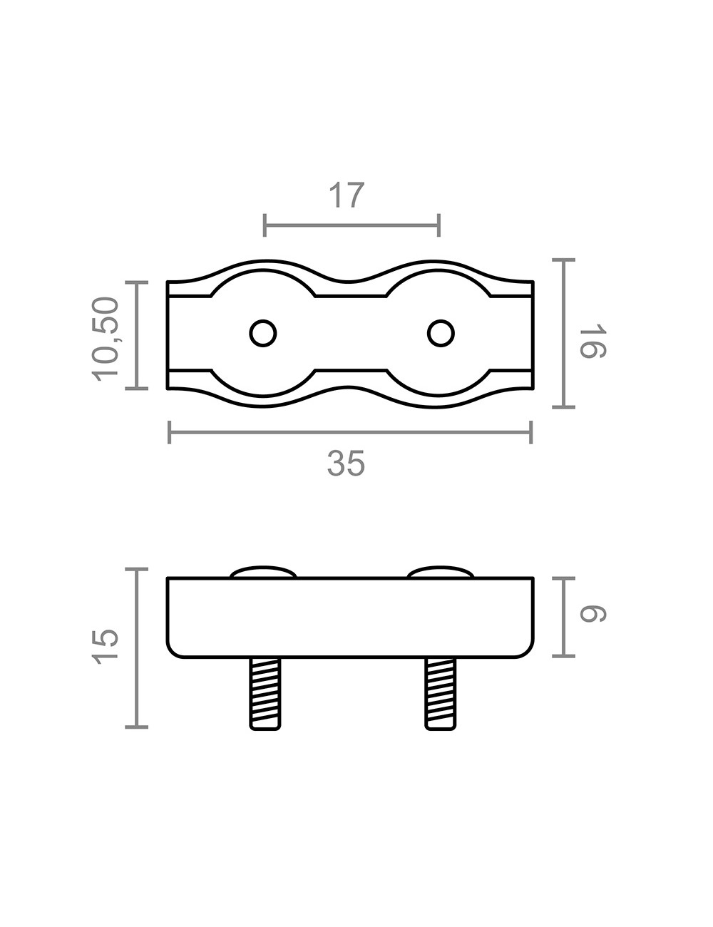 Sujetacable plano doble sjt02, 3 mm, galvanizado, blister 2 uds