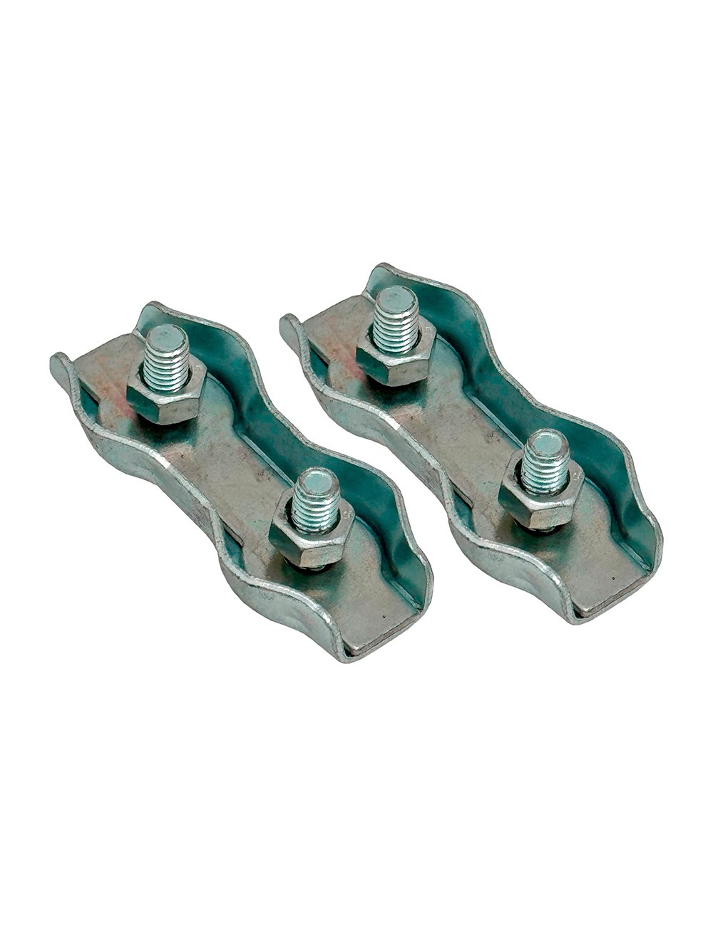 Sujetacable plano doble sjt02, 4 mm, galvanizado, blister 2 uds