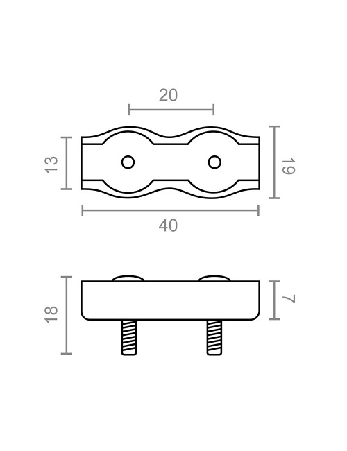 Sujetacable plano doble sjt02, 4 mm, galvanizado, blister 2 uds