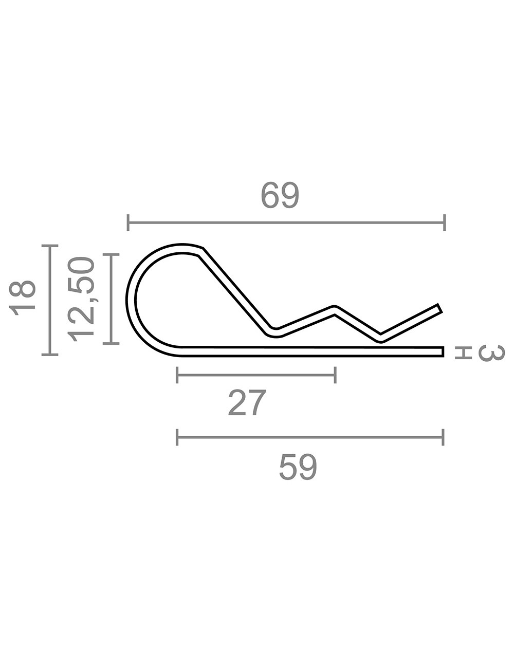 Pasador ps14 forma r, 3 mm, galvanizado, blister 2 uds