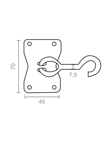Gancho movil ap05 con placa 70 x 45 mm zincado, blister 2 uds